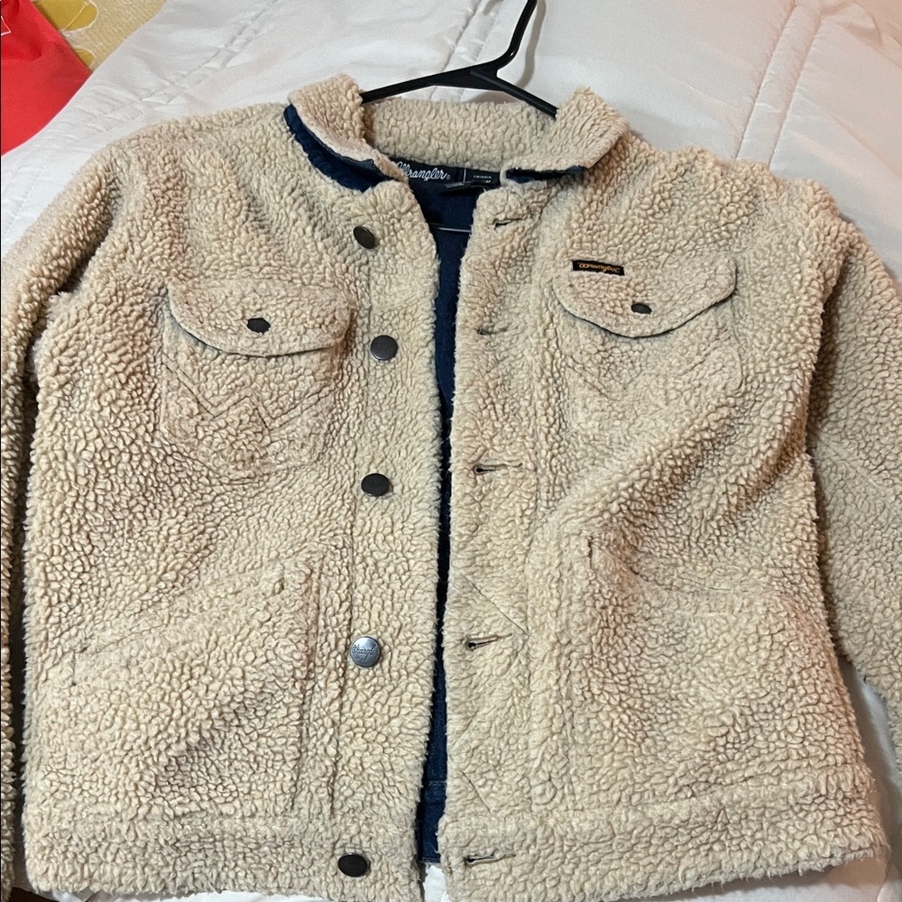 Wrangler Cream Sherpa Jacket with Button Front